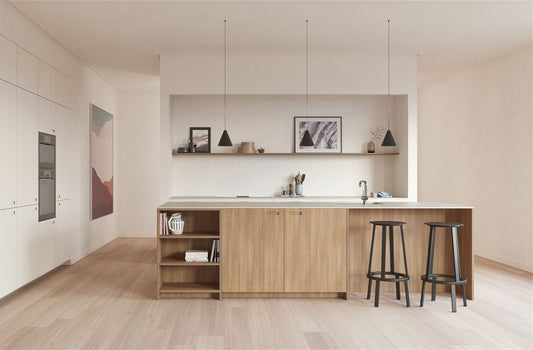 Una cocina minimalista y cálida